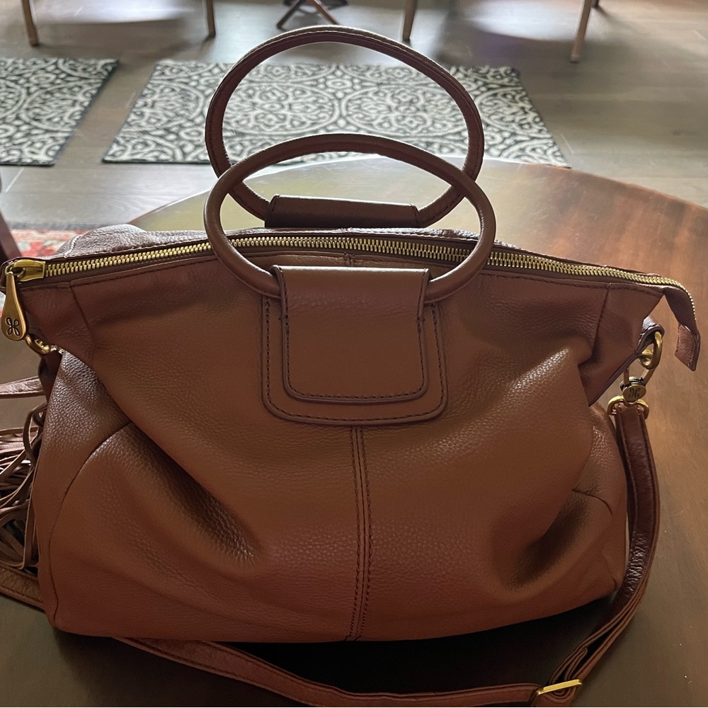 HOBO Brown Leather Shoulder Bag with Detachable Strap